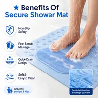 💧2 in 1 SafeStep Anti-Slip Shower Mat With Foot Scrubber 🚿🏆 Perfect For Seniors, Kids & Family Bathrooms thumbnail 1
