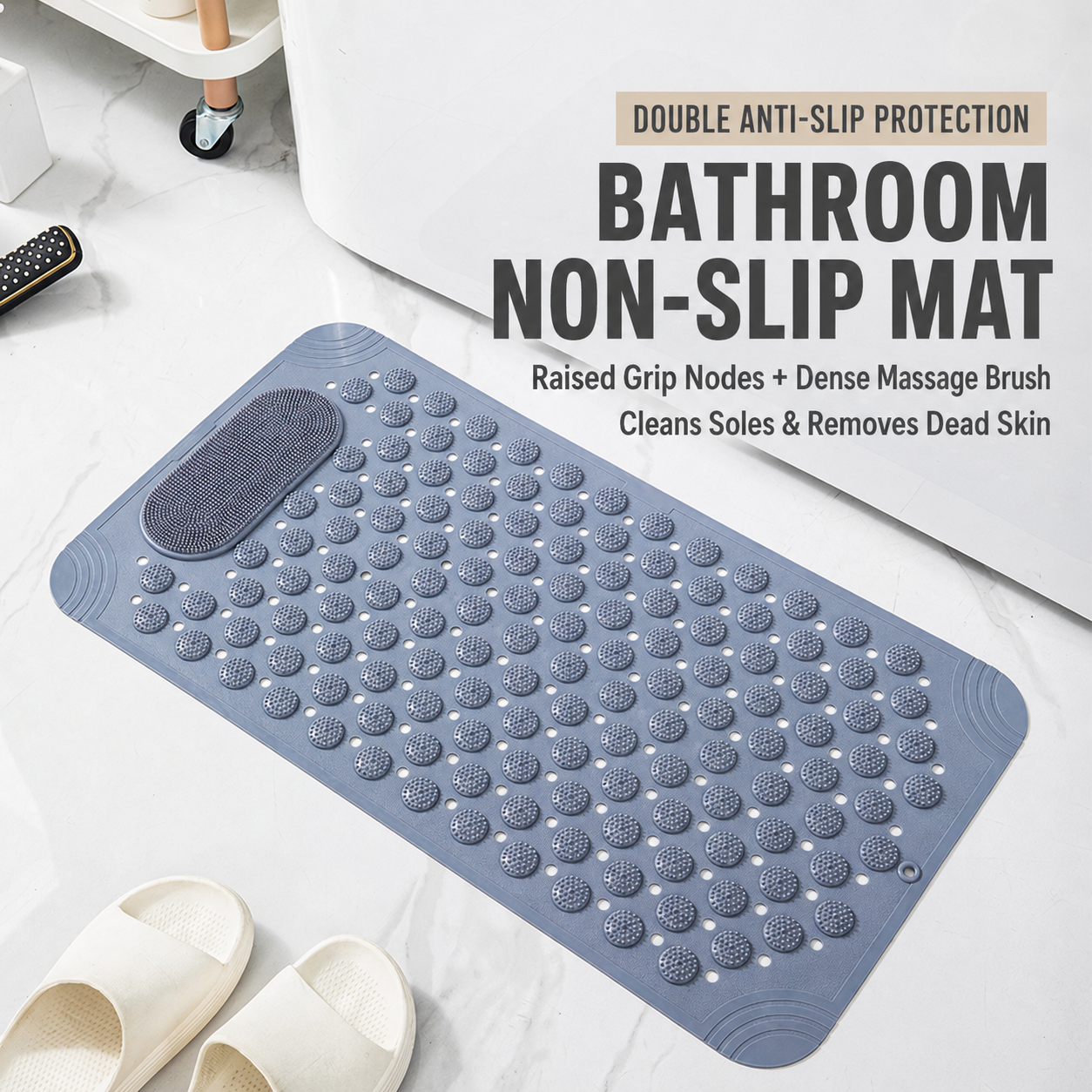 💧2 in 1 SafeStep Anti-Slip Shower Mat With Foot Scrubber 🚿🏆 Perfect For Seniors, Kids & Family Bathrooms thumbnail 2