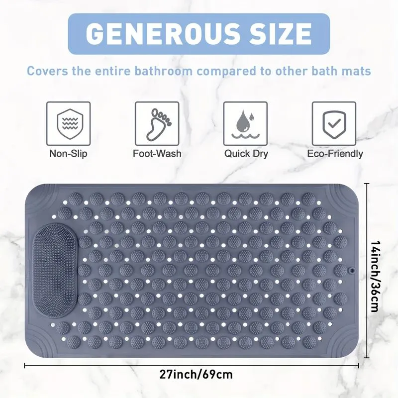 💧2 in 1 SafeStep Anti-Slip Shower Mat With Foot Scrubber 🚿🏆 Perfect For Seniors, Kids & Family Bathrooms thumbnail 4