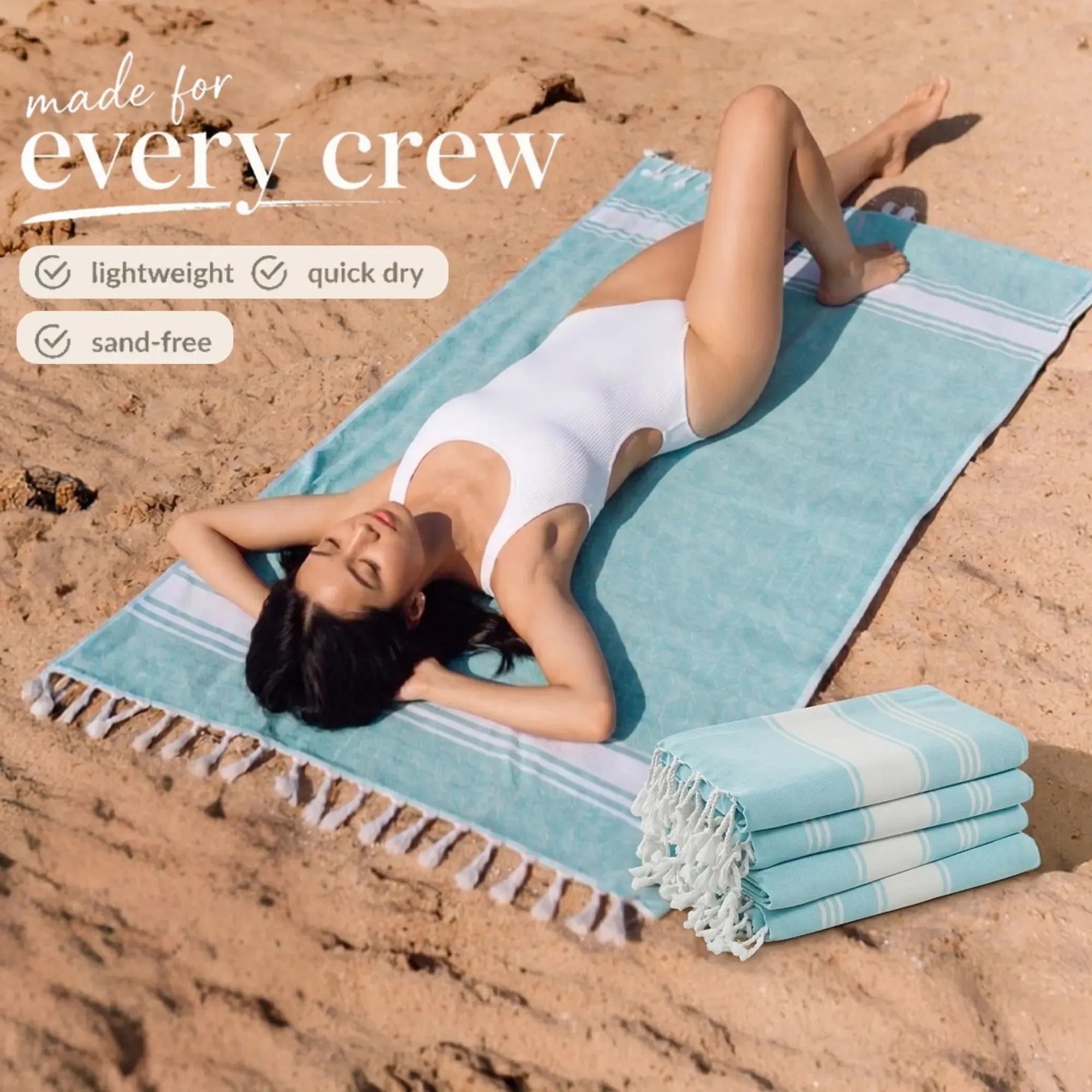 🔥Summer Hot Sale 50%OFF🌴 Lightweight XL Flat-Weave Beach Towel thumbnail 2