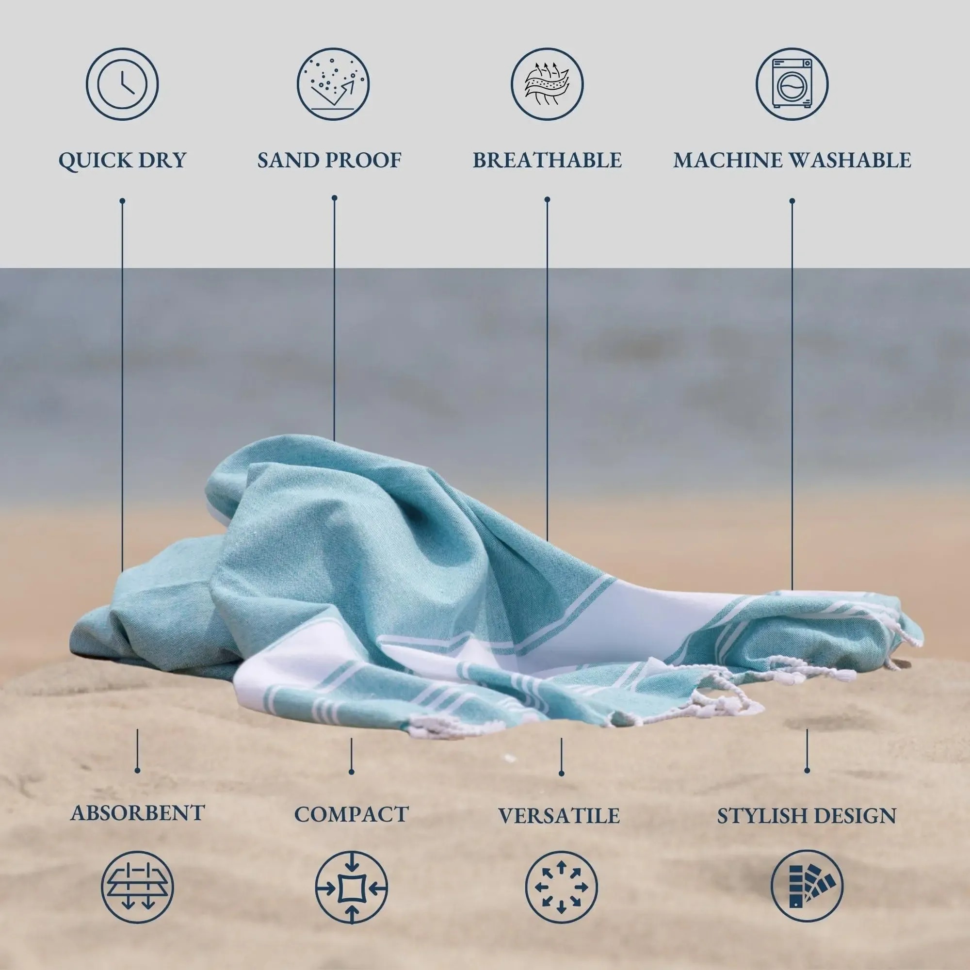 🔥Summer Hot Sale 50%OFF🌴 Lightweight XL Flat-Weave Beach Towel thumbnail 4