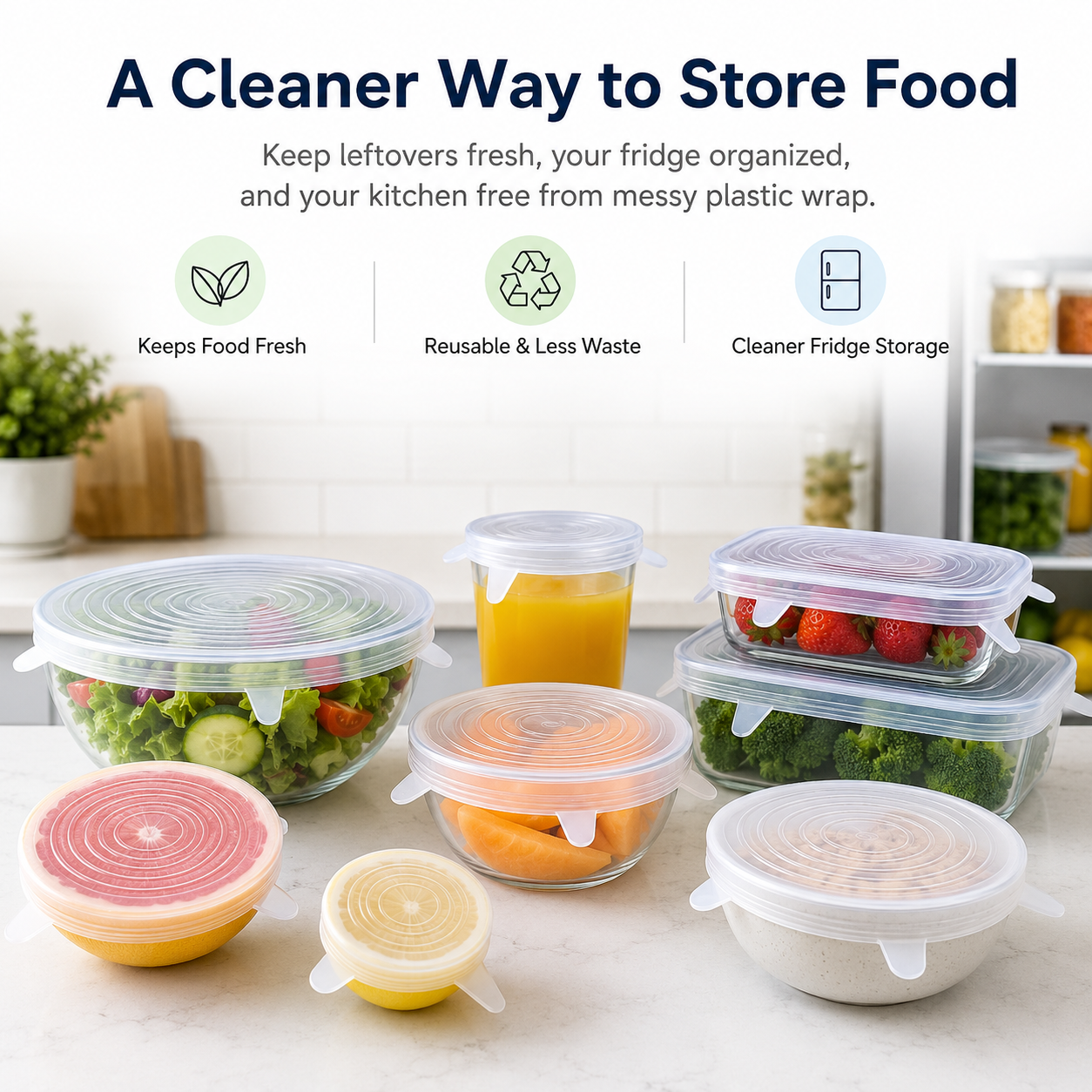 🥣 Multipurpose Silicone Stretch Lids – Reusable Food Covers thumbnail 7