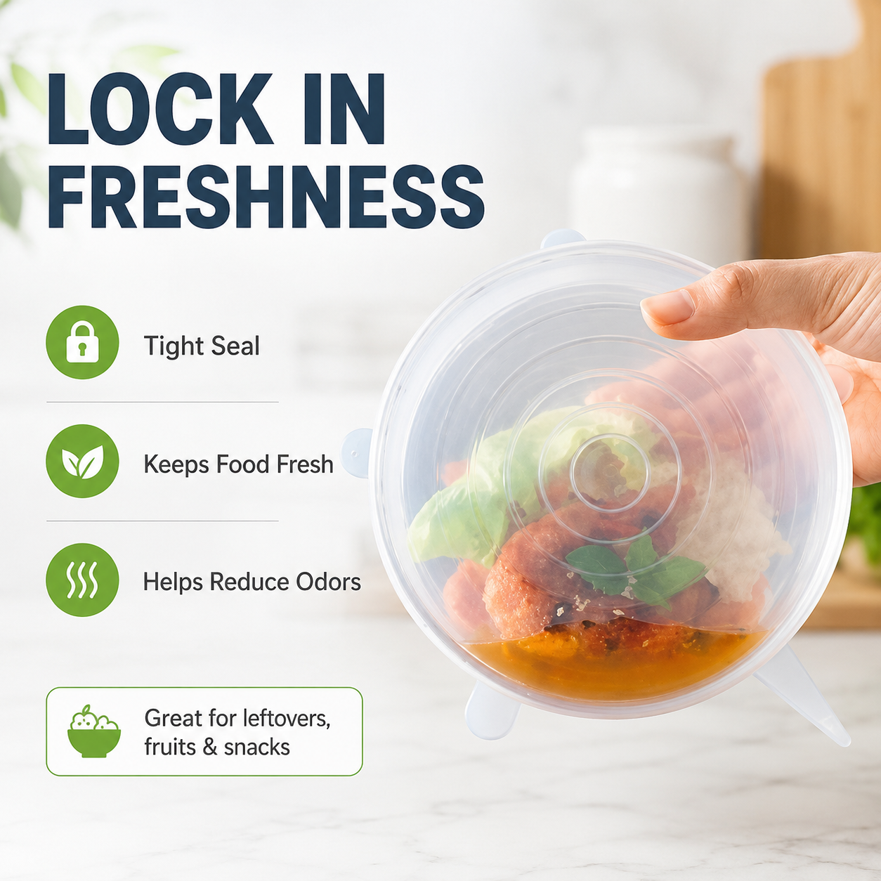 🥣 Multipurpose Silicone Stretch Lids – Reusable Food Covers thumbnail 3