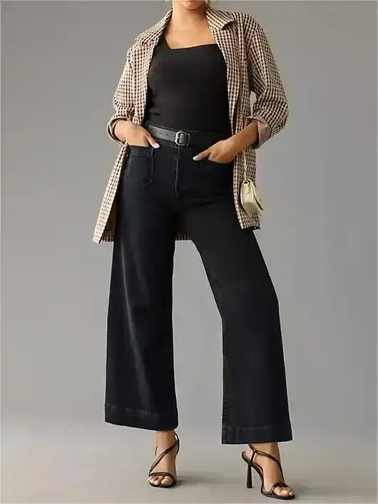 ✨HOT SALE 70% OFF👖Tummy Control Cropped Wide-Leg Jeans thumbnail 14