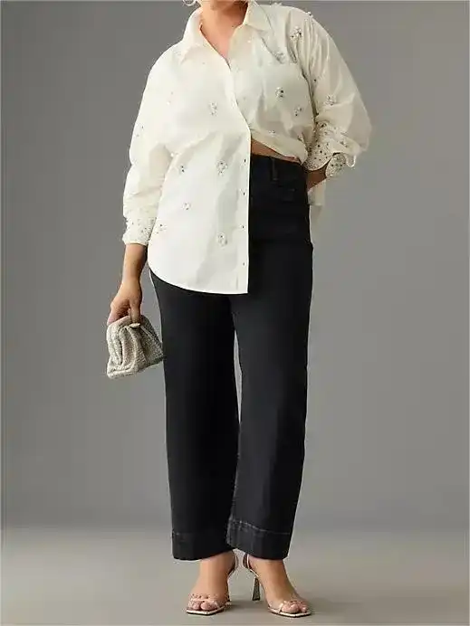 ✨HOT SALE 70% OFF👖Tummy Control Cropped Wide-Leg Jeans thumbnail 13
