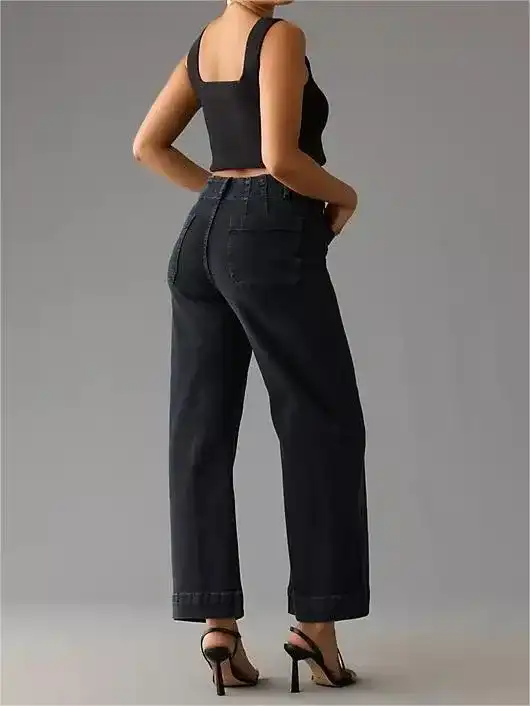 ✨HOT SALE 70% OFF👖Tummy Control Cropped Wide-Leg Jeans thumbnail 15