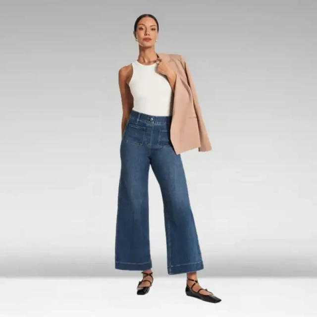 ✨HOT SALE 70% OFF👖Tummy Control Cropped Wide-Leg Jeans - Image 1