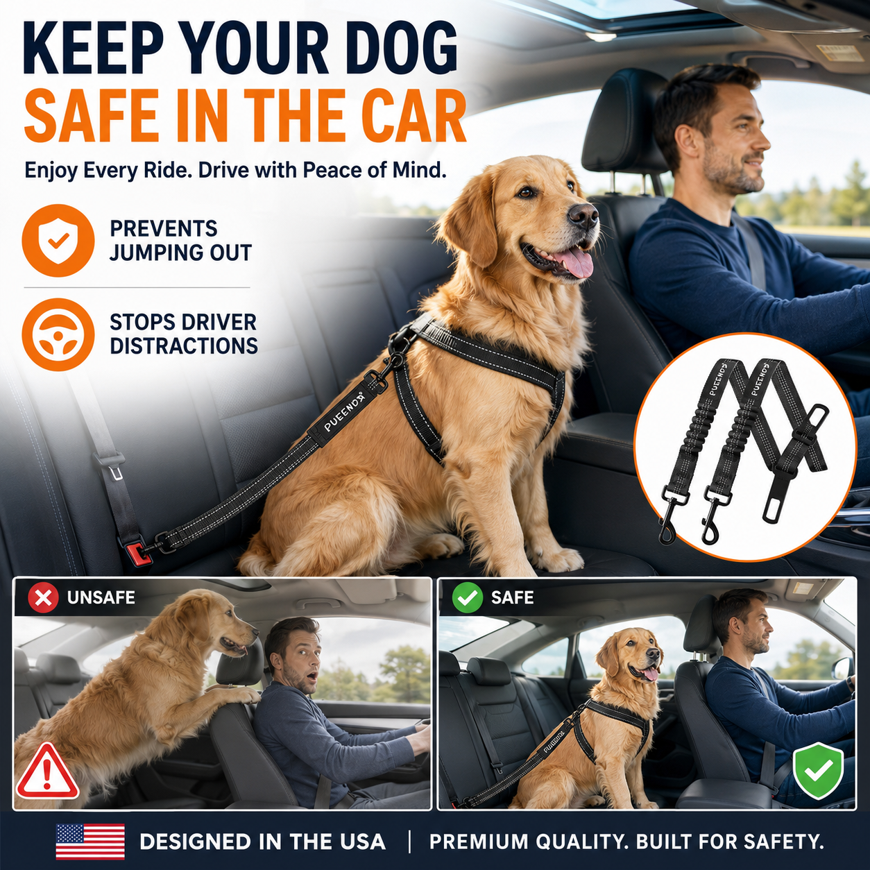 🔥SALE UP TO 60%🔥Keep Your Dog Safe & Secure On Every Ride⭐PawSafe Adjustable Dog Seat Belt - Image 1