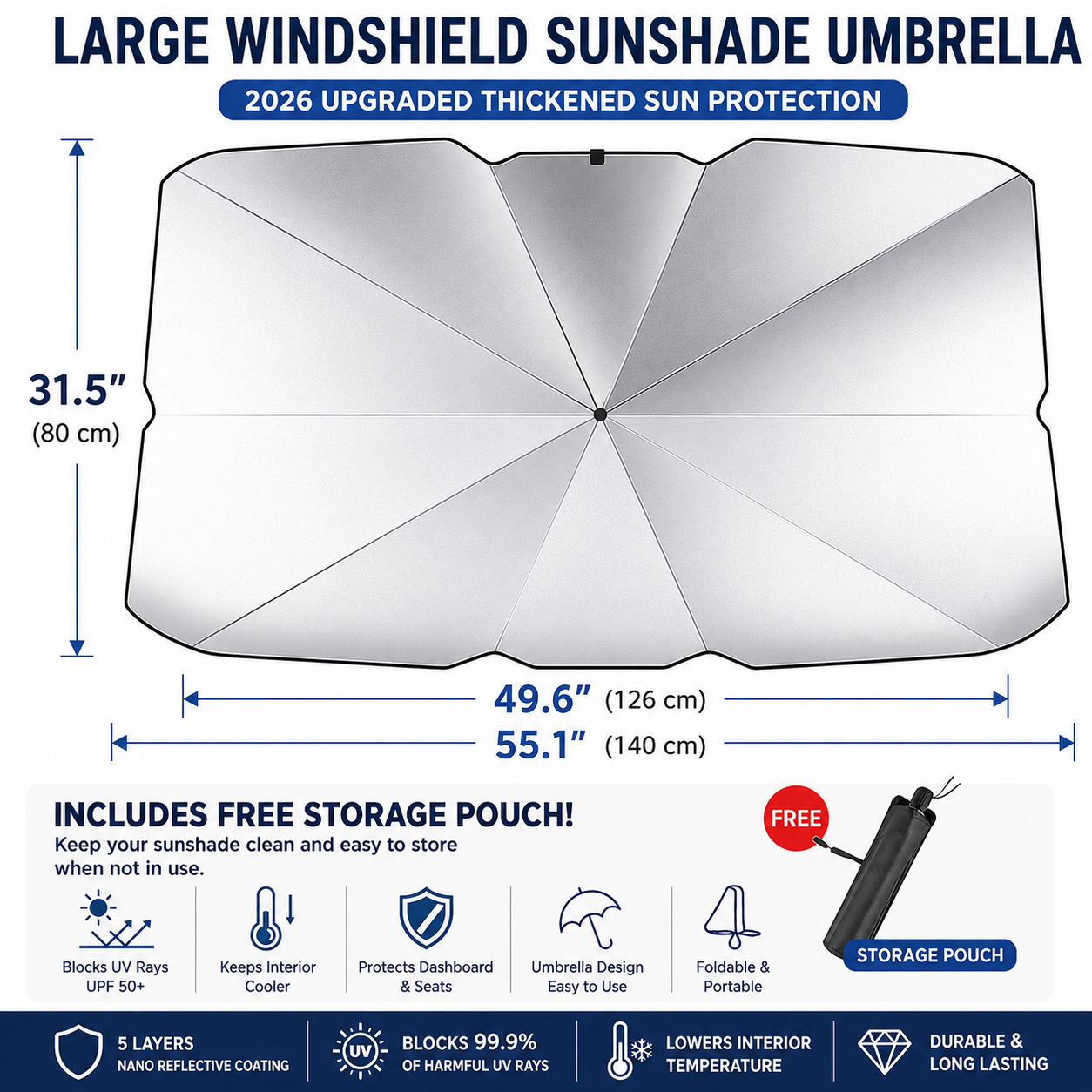 🔥SALE UP TO 60%🔥Keep Your Vehicle Cooler Under The Summer Sun❄️CoolCab Foldable Windshield Umbrella☂️ thumbnail 6