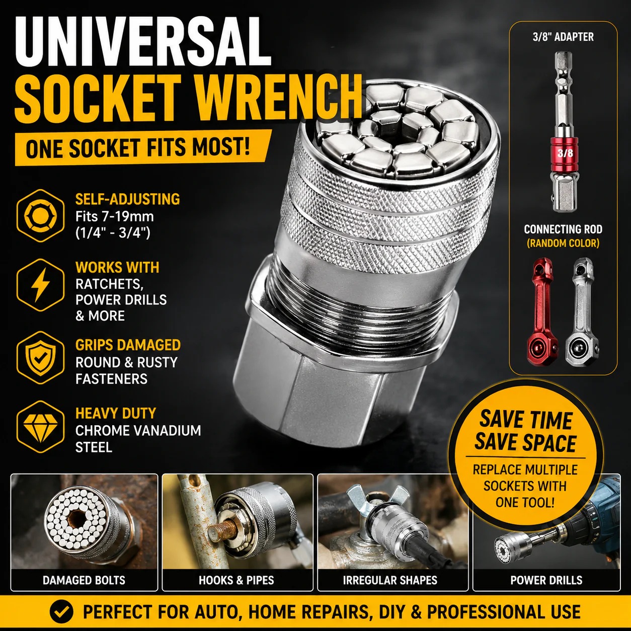 🚗BUY 2 FREE SHIPPING🔥 Multi-Function Universal Socket Wrench Tool thumbnail 2