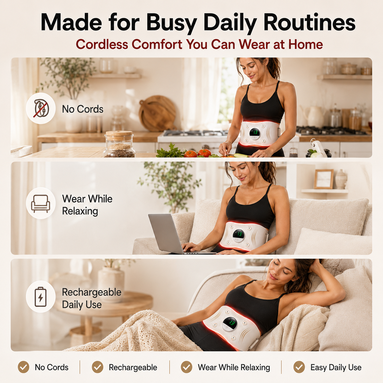 🔥 4-in-1 Waist Care Made Simple for Busy Women ✨ Red Light, EMS, Heat & Vibration Comfort — All in One Belt thumbnail 6
