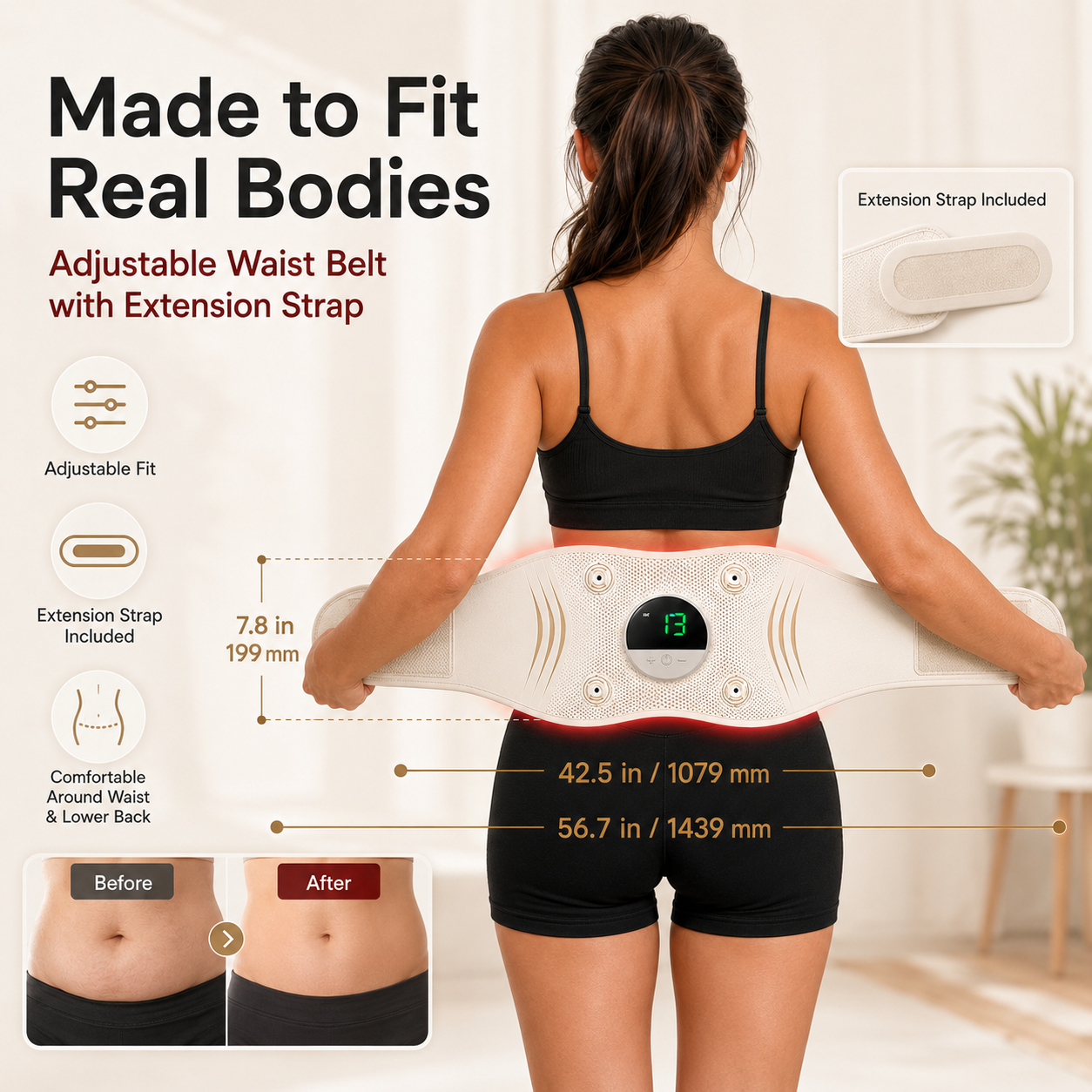 🔥 4-in-1 Waist Care Made Simple for Busy Women ✨ Red Light, EMS, Heat & Vibration Comfort — All in One Belt thumbnail 2