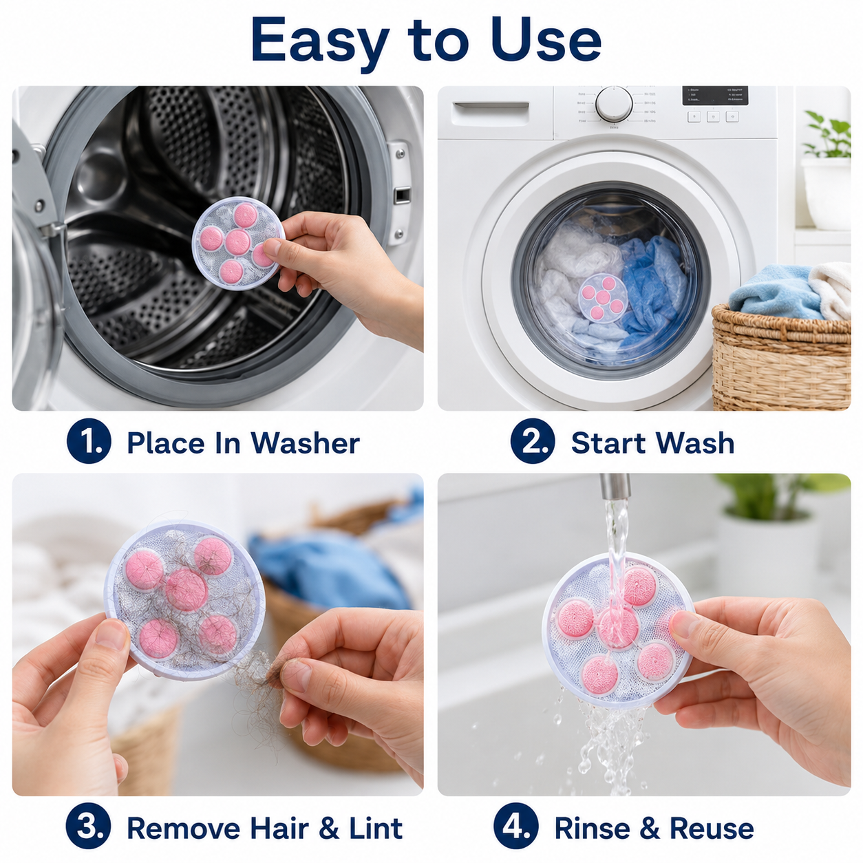 ✨3 Pack Washing Machine Filter Bag - Captures Pet Hair, Prevents Tangles, Reusable 🧼🐾 thumbnail 5