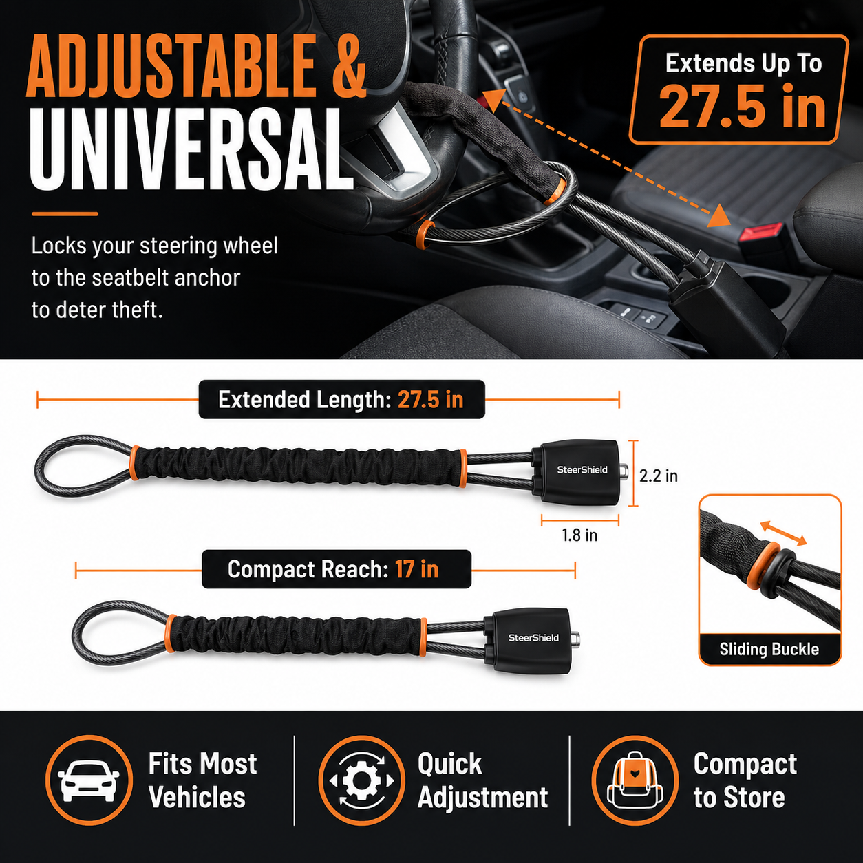 🔥SALE UP TO 60% - Freeship USA 📦Make Your Car A Harder Target🛡️SteerShield Anti-Theft Car Lock thumbnail 5