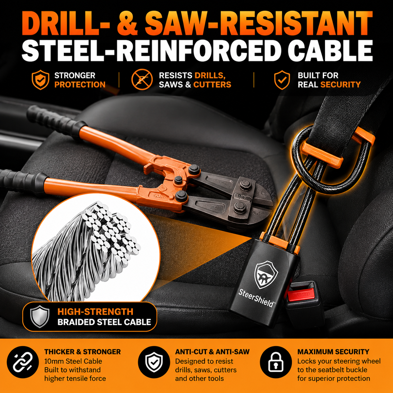 🔥SALE UP TO 60% - Freeship USA 📦Make Your Car A Harder Target🛡️SteerShield Anti-Theft Car Lock thumbnail 2
