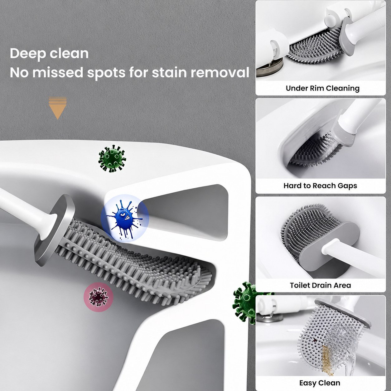 🚽 Wall-Mounted Silicone Toilet Brush | Curved Design for Deeper Cleaning thumbnail 6