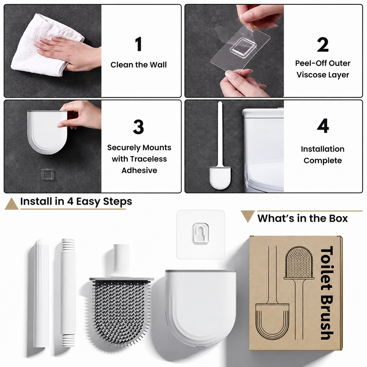 🚽 Wall-Mounted Silicone Toilet Brush | Curved Design for Deeper Cleaning thumbnail 8