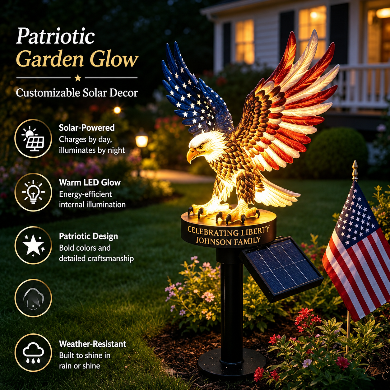 🔥LAST DAY 50% OFF – Patriotic Solar Eagle Garden Light - Image 1