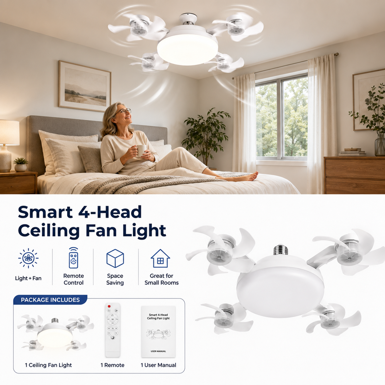 CoolBreeze 4-Head Ceiling Fan Light 💨💡 - Image 1