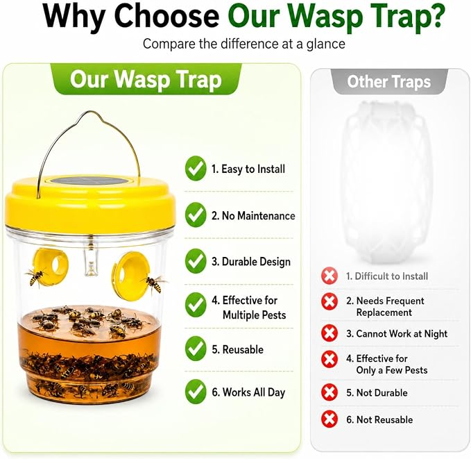 🐝☀️ Solar wasp trap for patios and gardens 🔋🌿 – Highly efficient, rechargeable, weatherproof, covers up to 500 square thumbnail 10