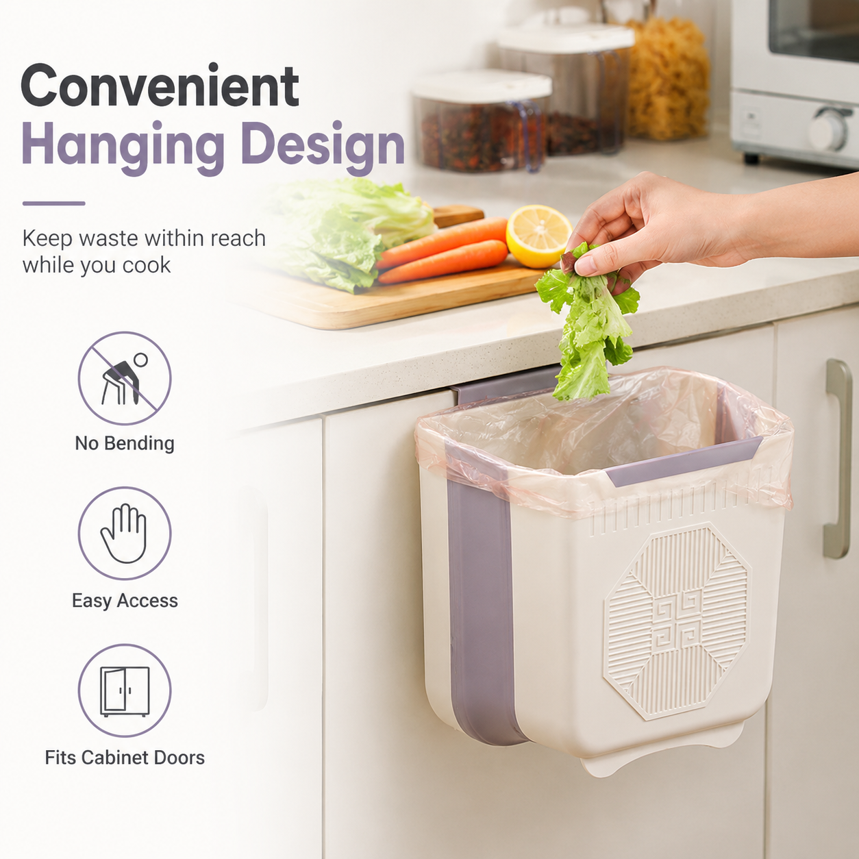 🗑️✨ Foldable Hanging Trash Can — Save Space & Keep Your Kitchen Clean - Image 1