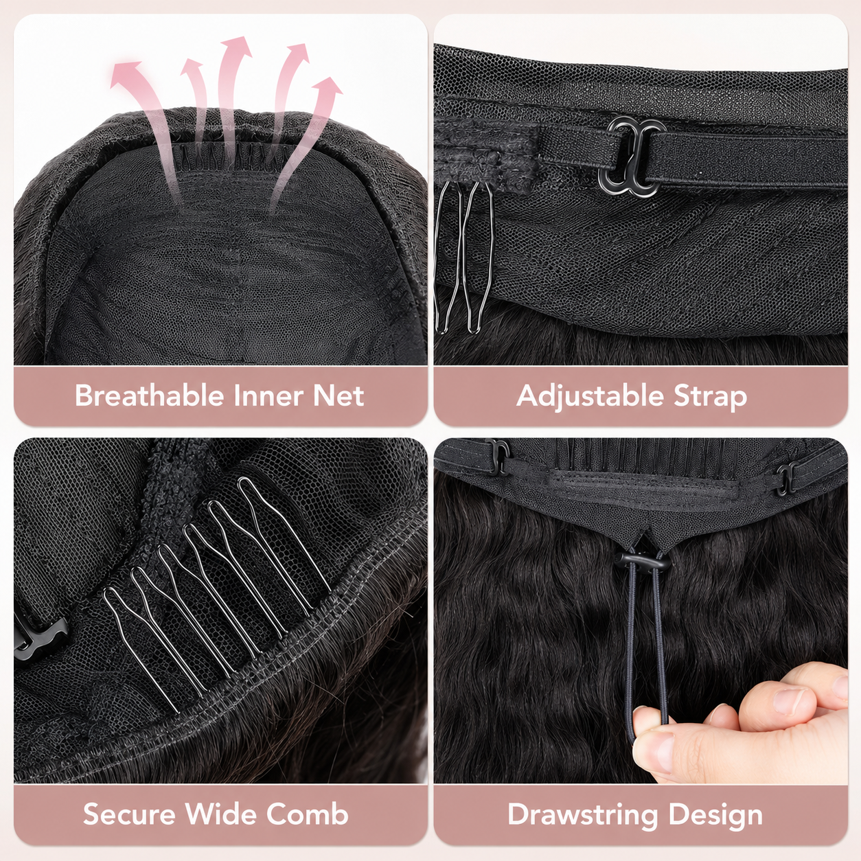 🔥SALE UP TO 60%🔥3-In-1 Curly Half Wig Human Hair - Get Fuller, Longer Curls In Minutes 🧚‍♀️ thumbnail 3