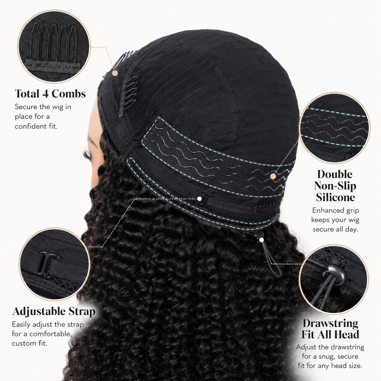 🔥SALE UP TO 60%🔥3-In-1 Curly Half Wig Human Hair - Get Fuller, Longer Curls In Minutes 🧚‍♀️ thumbnail 2