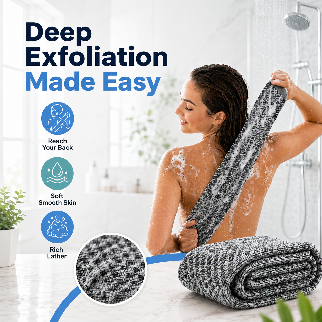 🔥Sale Off 50%🎁🧼Exfoliating shower towel with antibacterial effect - Image 1