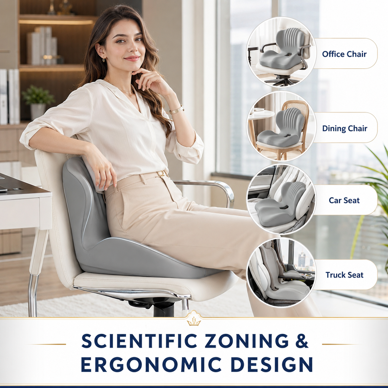 🪑 Ergonomic Memory Foam Seat Cushion — Comfort & Back Support for Office, Car & Daily Sitting - Image 1