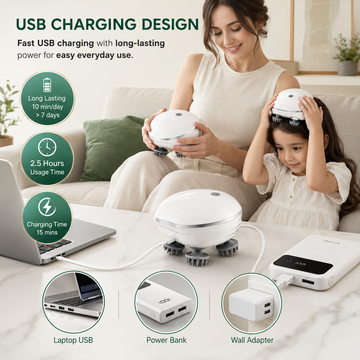 💆 Rechargeable Electric Scalp Massager — Deep Kneading Relaxation for Men, Women & Pets thumbnail 3