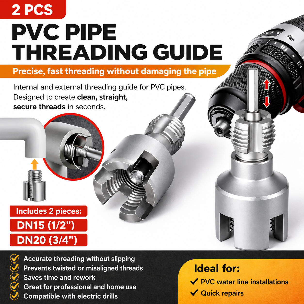 🔥Buy 2 get 1 Free 🛠️ PVC/PPR Pipe Threading Drill Kit 🛠️ thumbnail 4