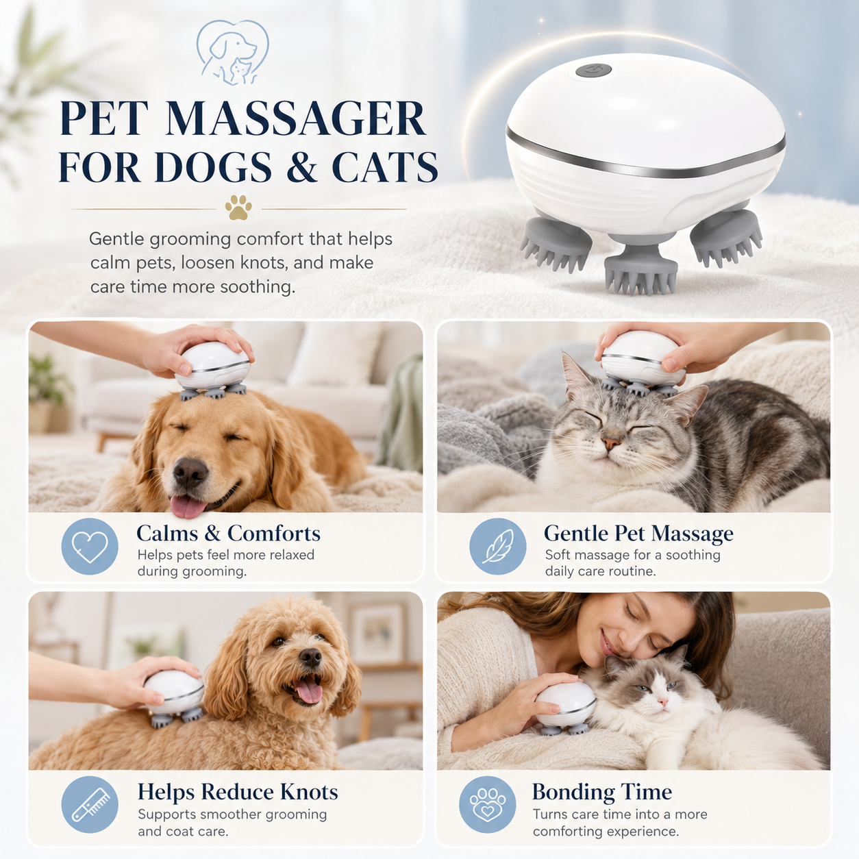 💆 Rechargeable Electric Scalp Massager — Deep Kneading Relaxation for Men, Women & Pets thumbnail 4