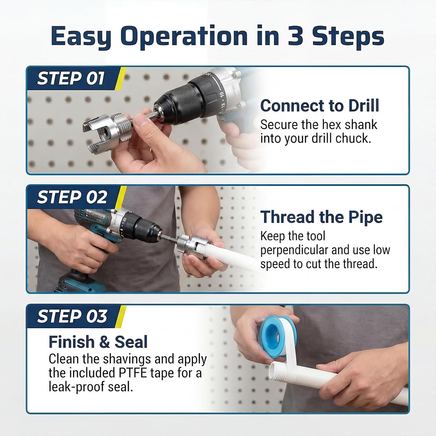 🔥Buy 2 get 1 Free 🛠️ PVC/PPR Pipe Threading Drill Kit 🛠️ thumbnail 9