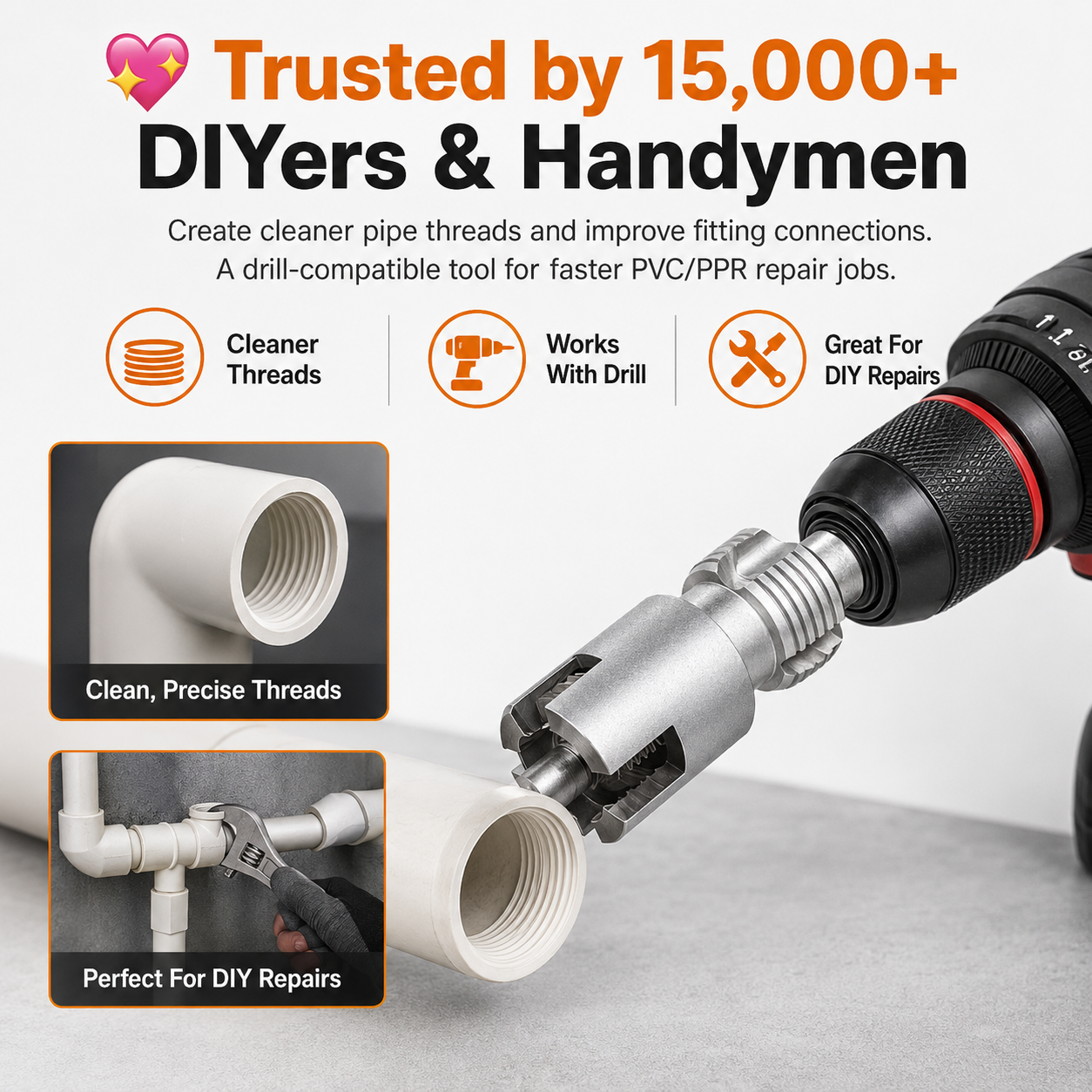 🔥Buy 2 get 1 Free 🛠️ PVC/PPR Pipe Threading Drill Kit 🛠️ thumbnail 11