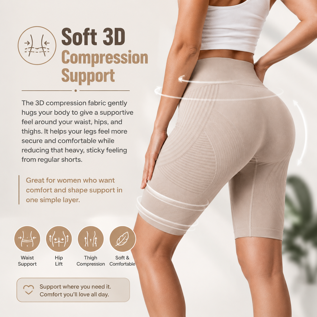 3D Anti-Chafing Short Leggings — Smooth Comfort, No Thigh Rub | 50% OFF Today🔥🔥 thumbnail 6