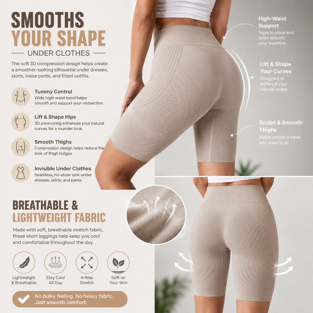3D Anti-Chafing Short Leggings — Smooth Comfort, No Thigh Rub | 50% OFF Today🔥🔥 thumbnail 5