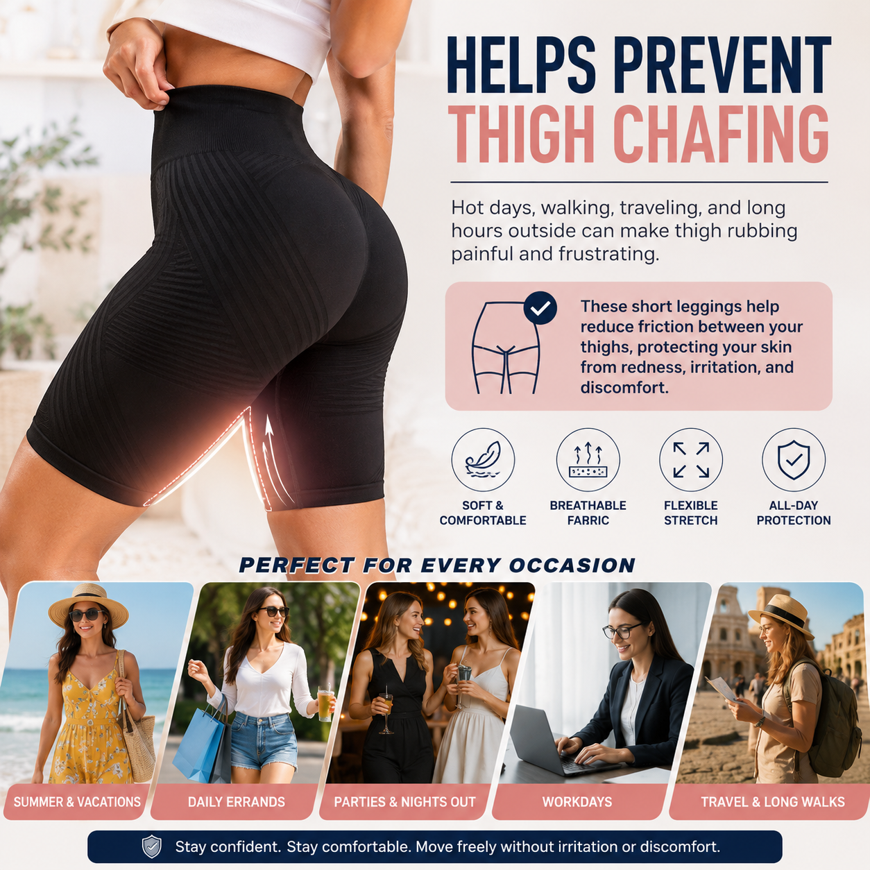 3D Anti-Chafing Short Leggings — Smooth Comfort, No Thigh Rub | 50% OFF Today🔥🔥 thumbnail 3