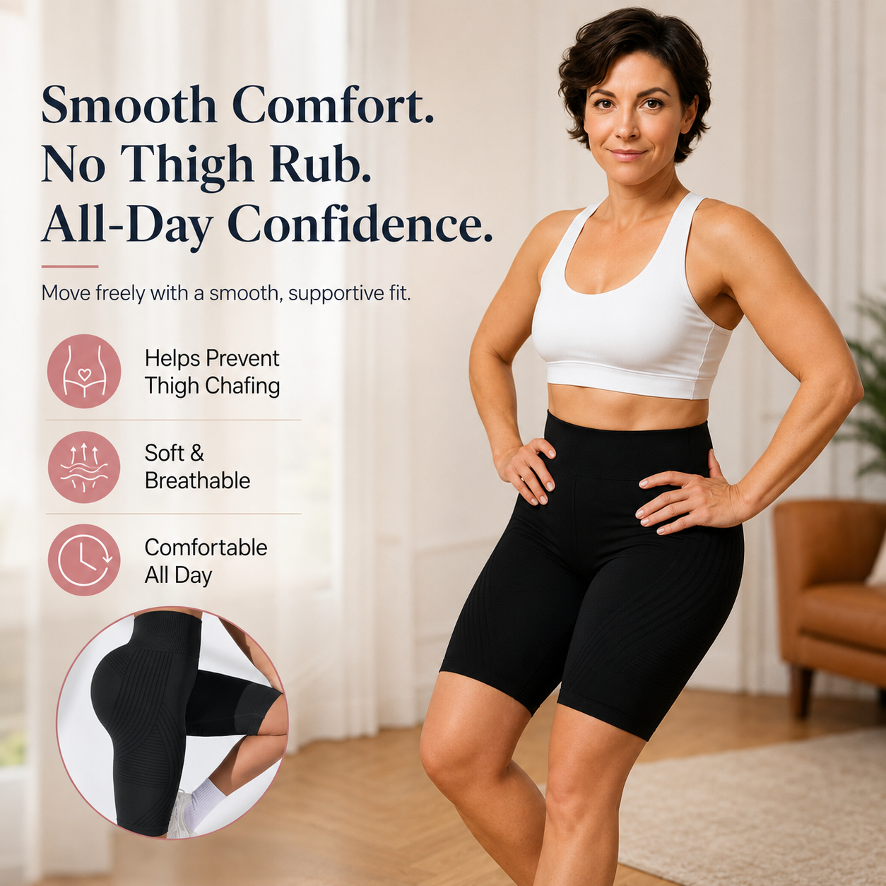 3D Anti-Chafing Short Leggings — Smooth Comfort, No Thigh Rub | 50% OFF Today🔥🔥 - Image 1
