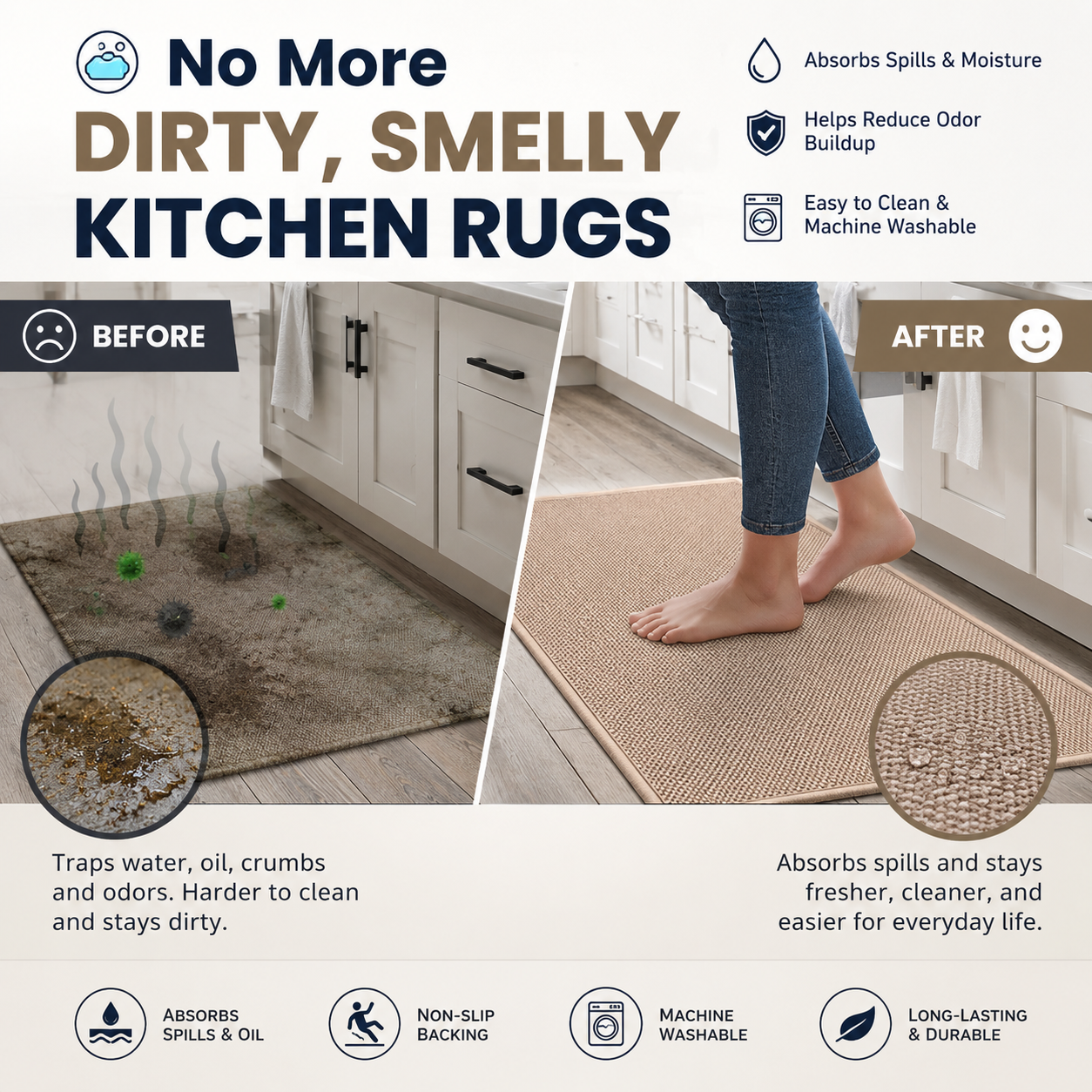 🔥 Summer Sale — Save Up To 55% 🔥 Super Convenient Kitchen Rugs & Mats - Keep Your Kitchen Floor Cleaner, Drier & Safer thumbnail 5