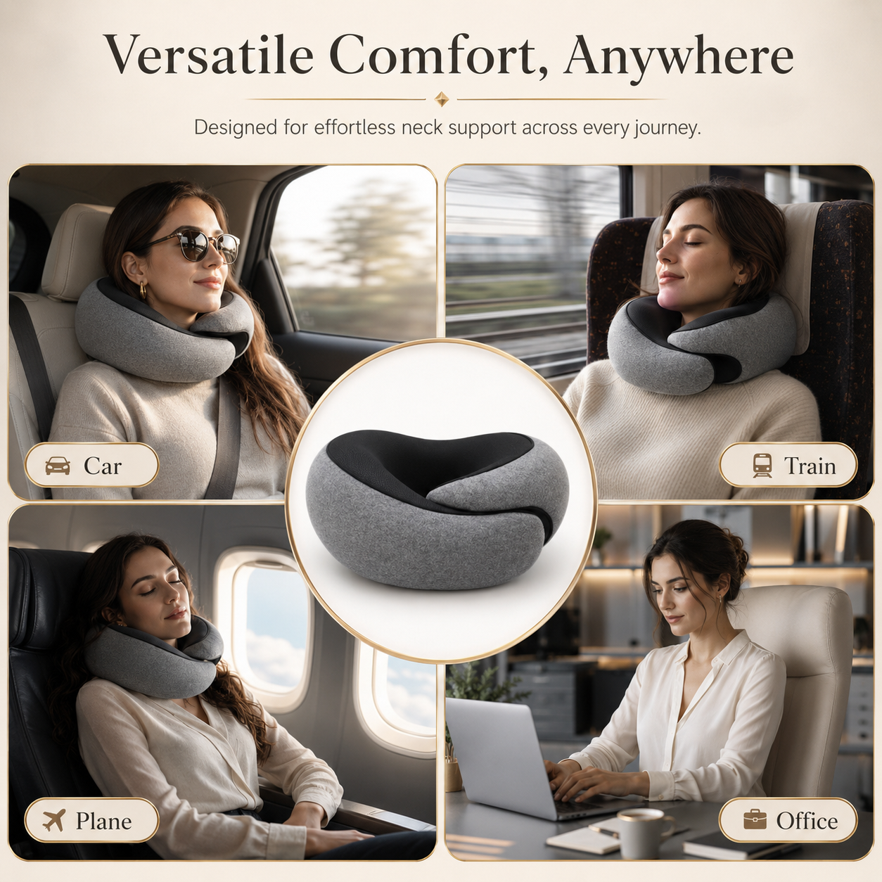 ✈️ Memory Foam Travel Neck Pillow — Soft U-Shaped Support for Flights, Car Rides & Office Naps thumbnail 9