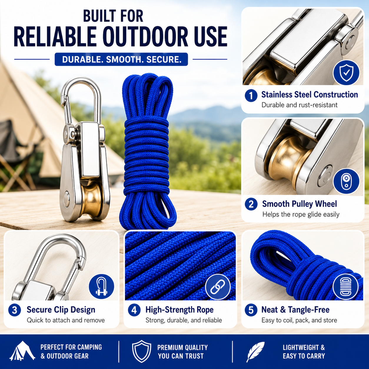 ⛺Premium Stainless Steel Rope Tightener | 💪Stronger Than Plastic Alternatives thumbnail 3