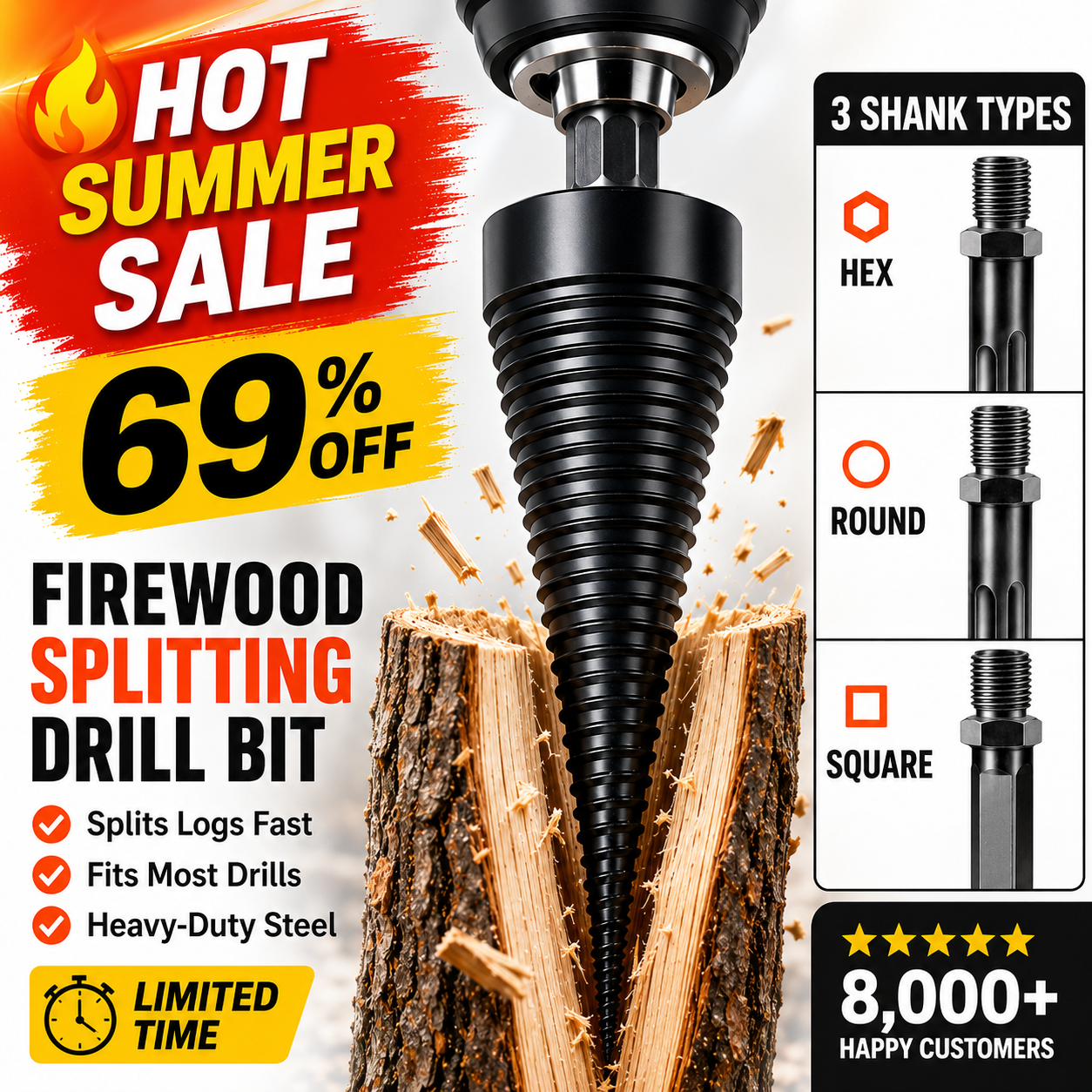 💥 Save 69% Today – Heavy-Duty Wood Splitting Drill Bit Kit - Image 1