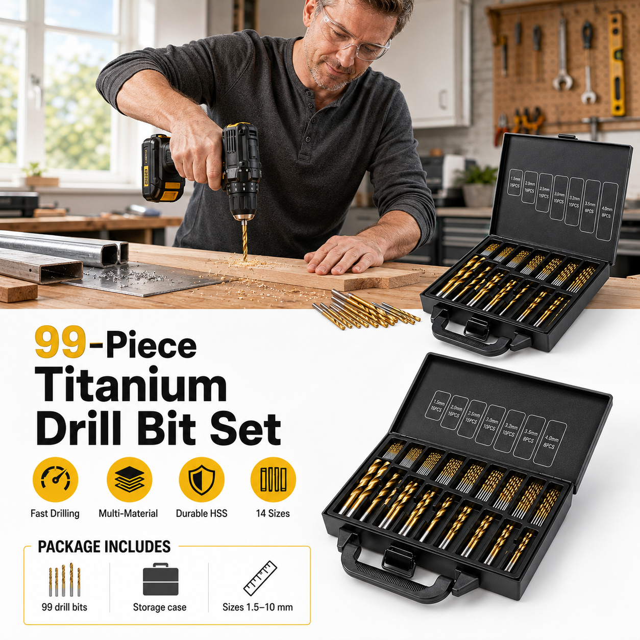 🛠️ 99-Piece Titanium Drill Bit Set – Drill Faster, Cleaner & Easier | 💥 50% OFF - Image 1
