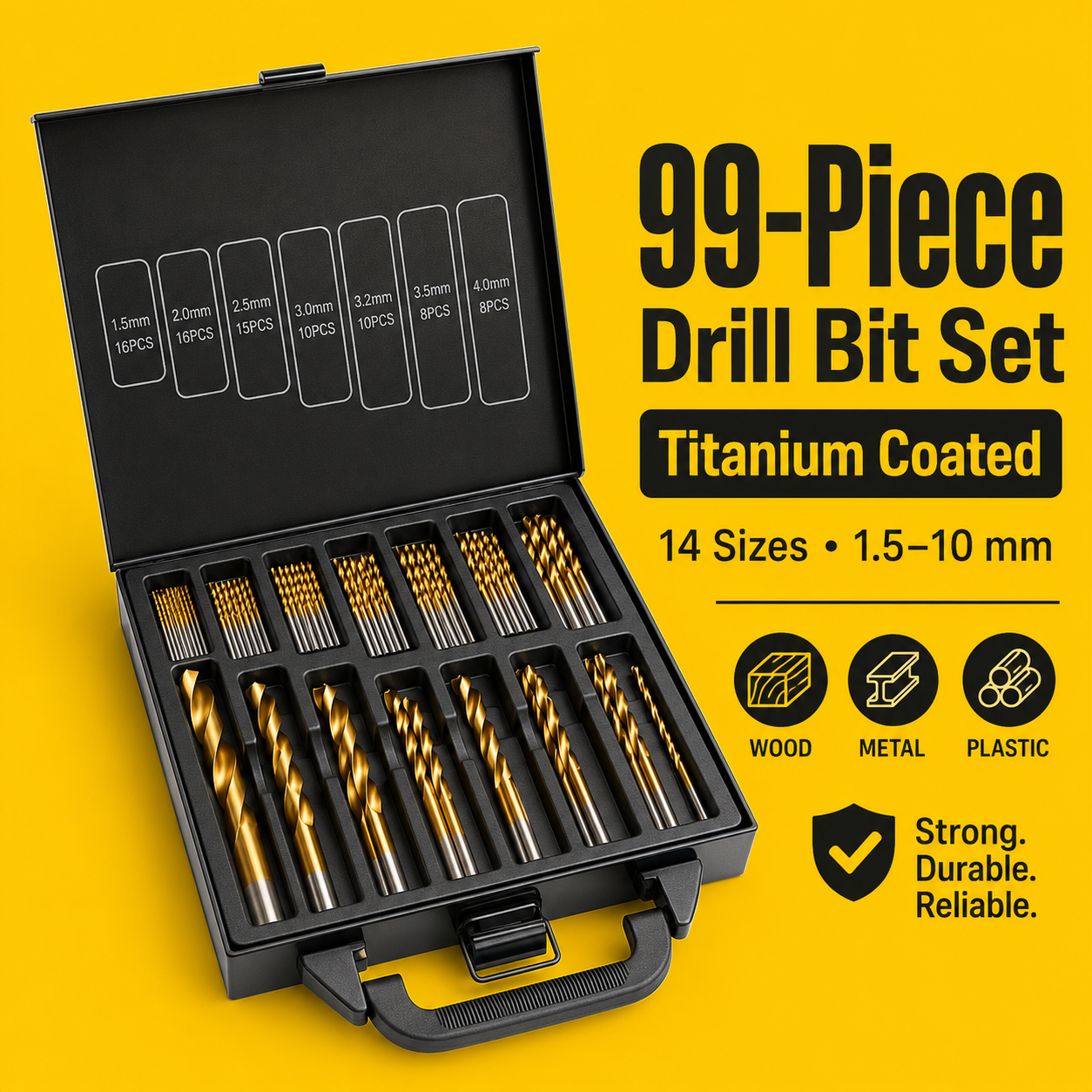 🛠️ 99-Piece Titanium Drill Bit Set – Drill Faster, Cleaner & Easier | 💥 50% OFF thumbnail 13