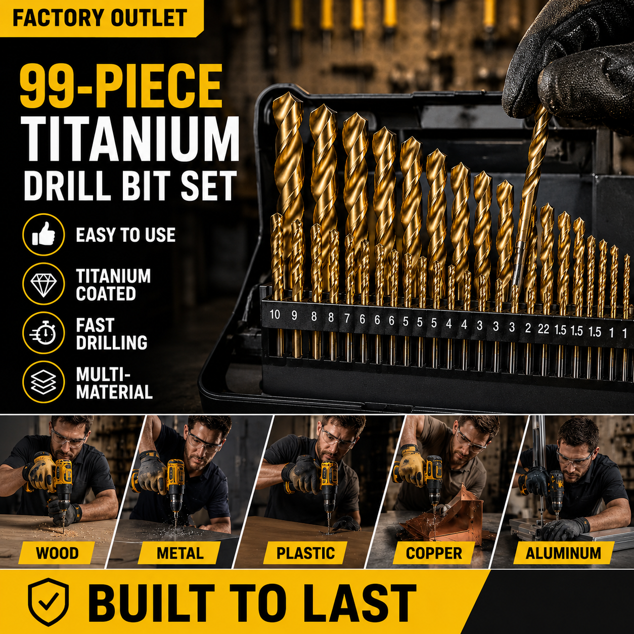 🛠️ 99-Piece Titanium Drill Bit Set – Drill Faster, Cleaner & Easier | 💥 50% OFF thumbnail 5