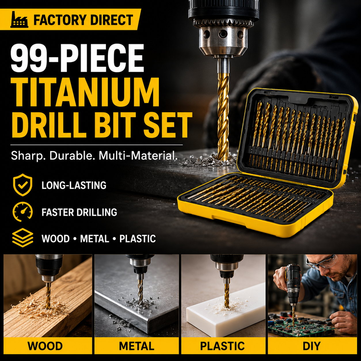🛠️ 99-Piece Titanium Drill Bit Set – Drill Faster, Cleaner & Easier | 💥 50% OFF thumbnail 6
