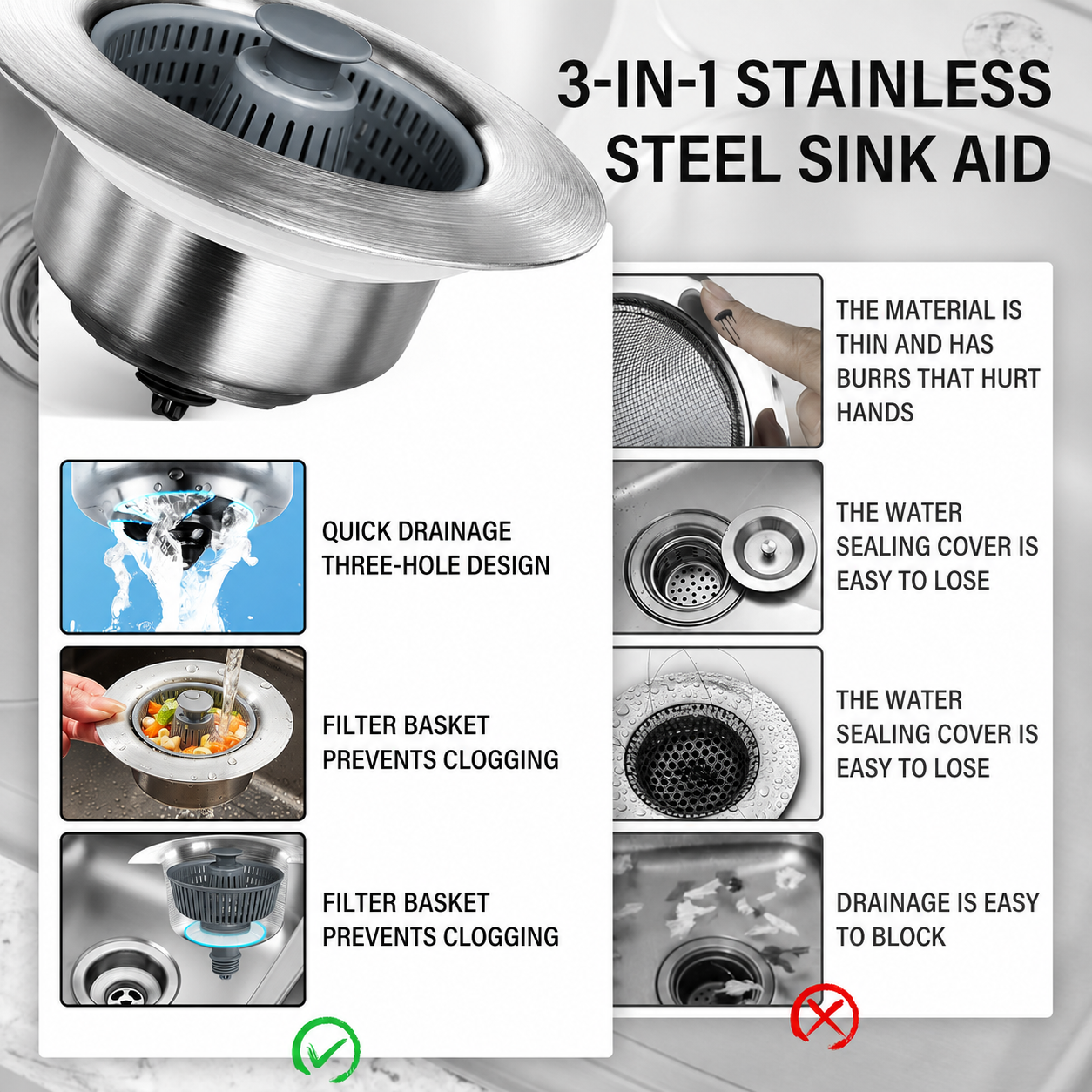 Sale off 50% To Day 🔥- New Upgraded Sink Drain Strainer🔥🔥 thumbnail 6