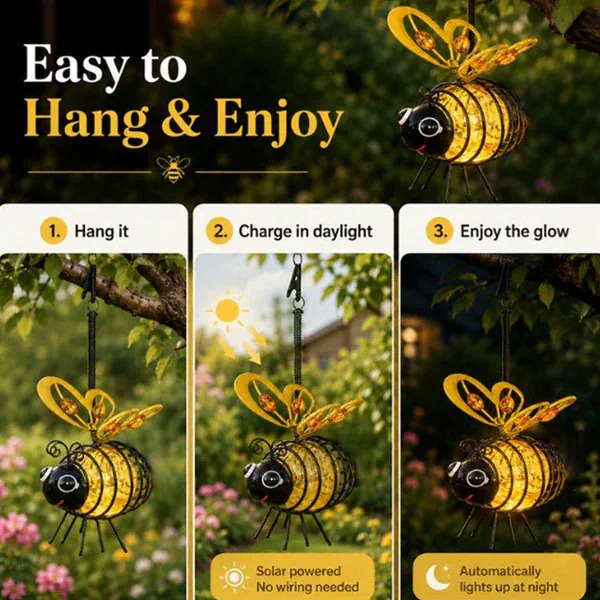 🌙🍃🪴 SPECIAL OFFER 50% OFF! Hanging Solar Bee Light – Spread Joy Day and Night 🌞🌜 thumbnail 5
