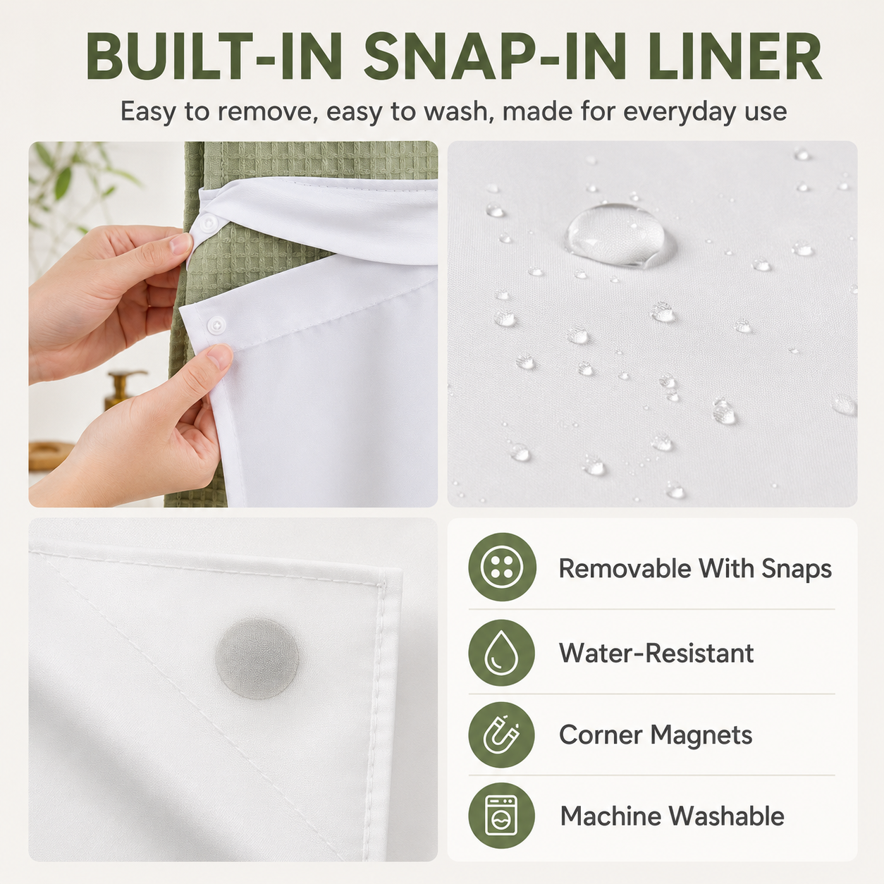👉 Claim Your 50% Off Now🔥Upgrade Your Bathroom To A Hotel-Style Shower In Minutes🚿No-Hook Hotel Shower Curtain Set thumbnail 3