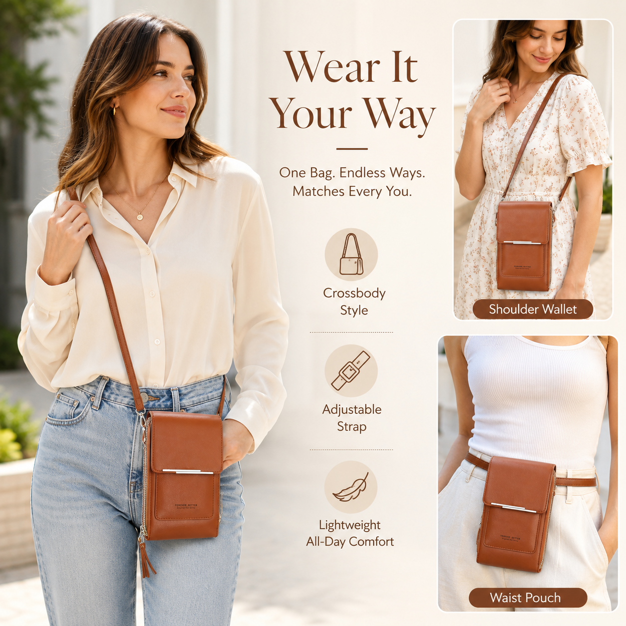 📱👜Last Day Sale Off 50% 💧 Simple and elegant women's touchscreen crossbody phone wallet thumbnail 5